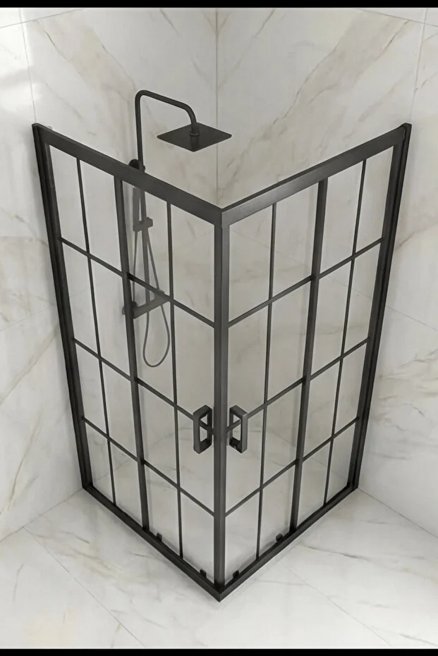 Duşakabin Kare 5mm Siyah Çizgi Cam 190cm